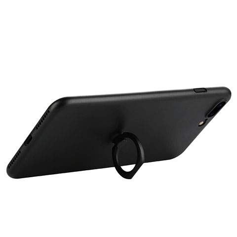 Silikon Hülle Handyhülle Gummi Schutzhülle mit Ständer für Apple iPhone 8 Plus Schwarz