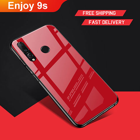 Silikon Hülle Handyhülle Gummi Schutzhülle Spiegel für Huawei Enjoy 9s Rot