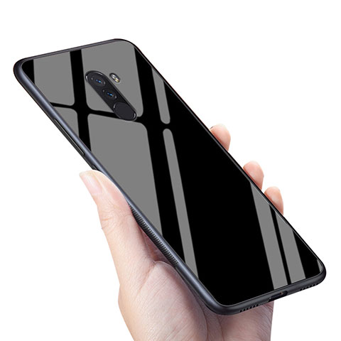 Silikon Hülle Handyhülle Gummi Schutzhülle Spiegel M04 für Xiaomi Pocophone F1 Schwarz
