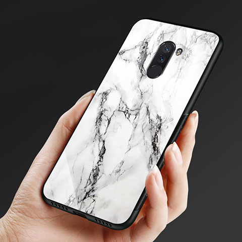 Silikon Hülle Handyhülle Gummi Schutzhülle Spiegel M05 für Xiaomi Pocophone F1 Weiß