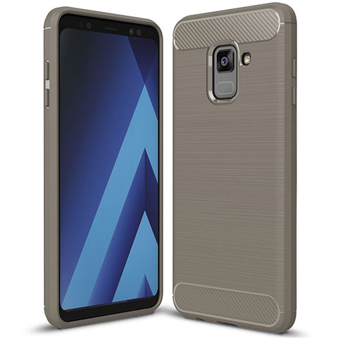 Silikon Hülle Handyhülle Gummi Schutzhülle Tasche Köper für Samsung Galaxy A8+ A8 Plus (2018) A730F Grau