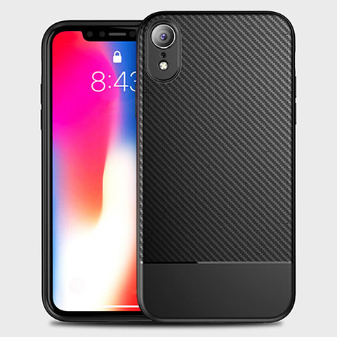 Silikon Hülle Handyhülle Gummi Schutzhülle Tasche Köper S01 für Apple iPhone XR Schwarz