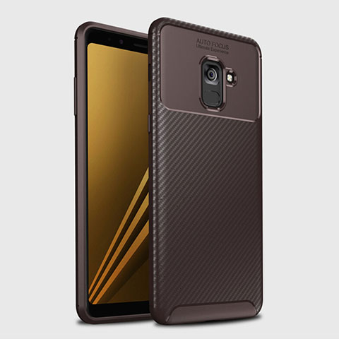 Silikon Hülle Handyhülle Gummi Schutzhülle Tasche Köper S01 für Samsung Galaxy A8+ A8 Plus (2018) A730F Braun