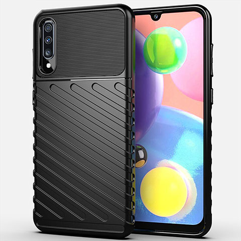 Silikon Hülle Handyhülle Gummi Schutzhülle Tasche Köper Y01 für Samsung Galaxy A70 Schwarz