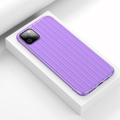 Silikon Hülle Handyhülle Gummi Schutzhülle Tasche Line C01 für Apple iPhone 11 Pro Max Violett