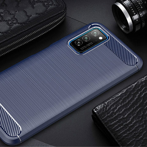 Silikon Hülle Handyhülle Gummi Schutzhülle Tasche Line für Huawei Honor V30 Pro 5G Blau