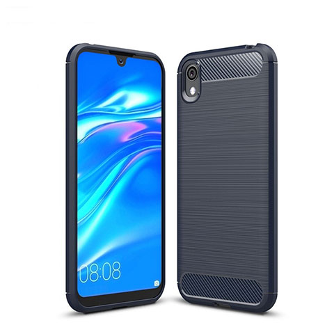 Silikon Hülle Handyhülle Gummi Schutzhülle Tasche Line für Huawei Y5 (2019) Blau