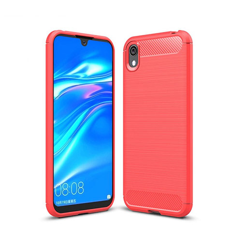 Silikon Hülle Handyhülle Gummi Schutzhülle Tasche Line für Huawei Y5 (2019) Rot