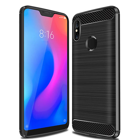 Silikon Hülle Handyhülle Gummi Schutzhülle Tasche Line für Xiaomi Mi A2 Lite Schwarz