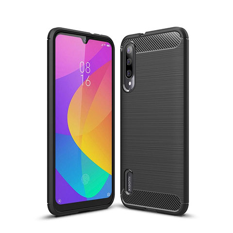 Silikon Hülle Handyhülle Gummi Schutzhülle Tasche Line für Xiaomi Mi A3 Schwarz