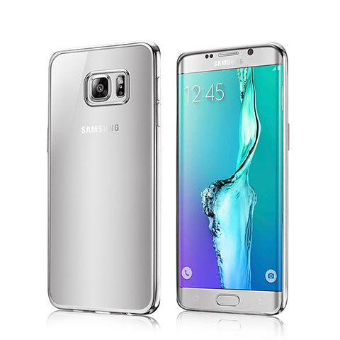 Silikon Hülle Handyhülle Rahmen Schutzhülle Durchsichtig Transparent für Samsung Galaxy S6 Edge SM-G925 Silber