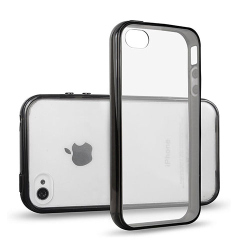 Silikon Hülle Handyhülle Rahmen Schutzhülle Durchsichtig Transparent Matt für Apple iPhone 4 Schwarz