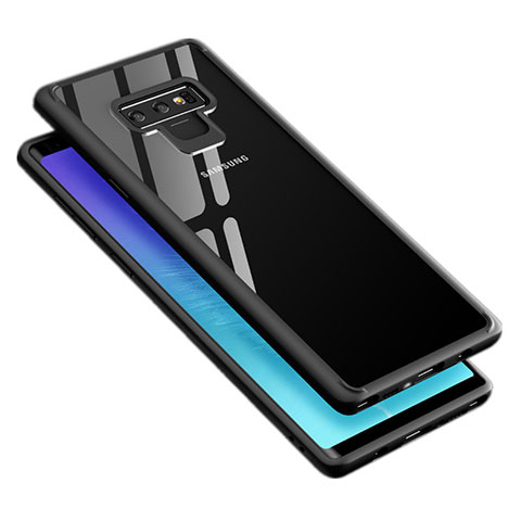 Silikon Hülle Handyhülle Rahmen Schutzhülle Durchsichtig Transparent Spiegel 360 Grad T02 für Samsung Galaxy Note 9 Schwarz