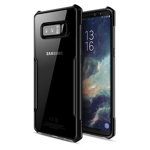 Silikon Hülle Handyhülle Rahmen Schutzhülle Durchsichtig Transparent Spiegel 360 Grad T03 für Samsung Galaxy Note 8 Duos N950F Schwarz