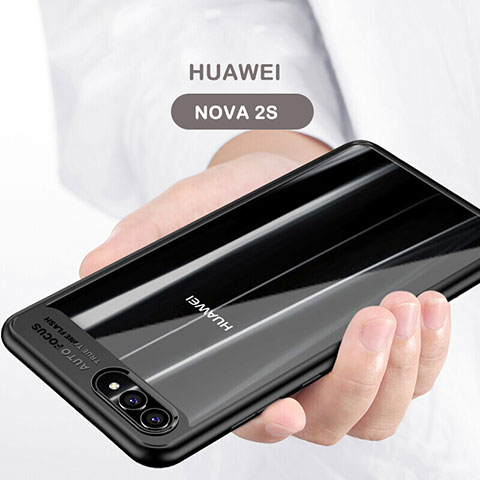 Silikon Hülle Handyhülle Rahmen Schutzhülle Durchsichtig Transparent Spiegel für Huawei Nova 2S Schwarz