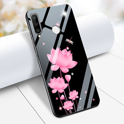 Silikon Hülle Handyhülle Rahmen Schutzhülle Spiegel Blumen für Huawei P30 Lite New Edition Rosa