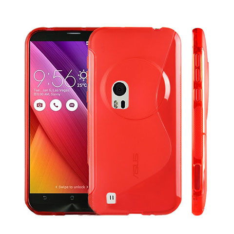 Silikon Hülle Handyhülle S-Line Schutzhülle Durchsichtig Transparent für Asus Zenfone Zoom ZX551ML Rot