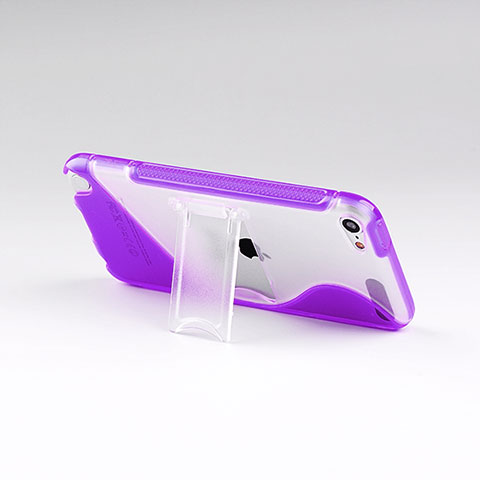 Silikon Hülle Handyhülle S-Line Stand Schutzhülle Durchsichtig Transparent für Apple iPod Touch 5 Violett