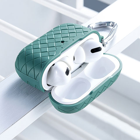 Silikon Hülle Handyhülle Ultra Dünn Flexible Schutzhülle 360 Grad Ganzkörper Tasche für Apple AirPods Pro Grün