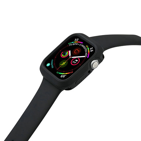 Silikon Hülle Handyhülle Ultra Dünn Flexible Schutzhülle 360 Grad Ganzkörper Tasche für Apple iWatch 5 40mm Schwarz
