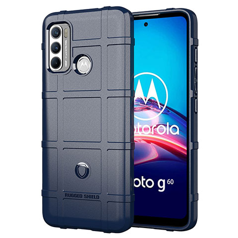 Silikon Hülle Handyhülle Ultra Dünn Flexible Schutzhülle 360 Grad Ganzkörper Tasche für Motorola Moto G60 Blau