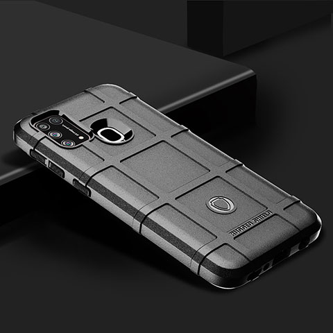 Silikon Hülle Handyhülle Ultra Dünn Flexible Schutzhülle 360 Grad Ganzkörper Tasche J01S für Samsung Galaxy M21s Schwarz