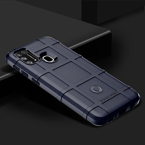 Silikon Hülle Handyhülle Ultra Dünn Flexible Schutzhülle 360 Grad Ganzkörper Tasche J01S für Samsung Galaxy M31 Blau