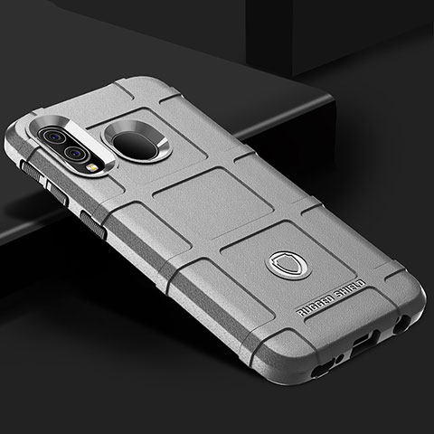 Silikon Hülle Handyhülle Ultra Dünn Flexible Schutzhülle 360 Grad Ganzkörper Tasche J02S für Samsung Galaxy A40 Grau