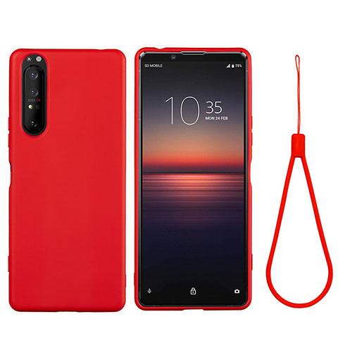 Silikon Hülle Handyhülle Ultra Dünn Flexible Schutzhülle 360 Grad Ganzkörper Tasche S01 für Sony Xperia 1 II Rot