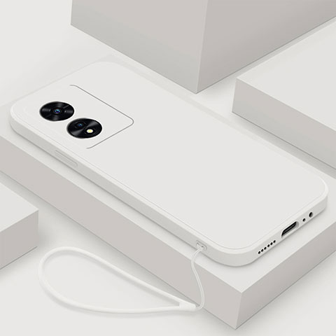 Silikon Hülle Handyhülle Ultra Dünn Flexible Schutzhülle 360 Grad Ganzkörper Tasche S02 für Oppo A58 5G Weiß