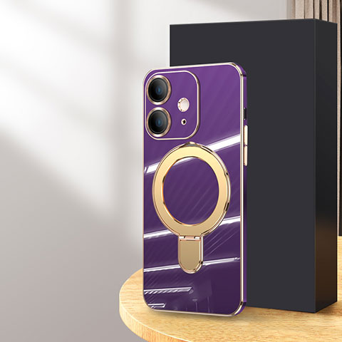 Silikon Hülle Handyhülle Ultra Dünn Flexible Schutzhülle Tasche mit Mag-Safe Magnetic Magnetisch C01 für Apple iPhone 12 Violett