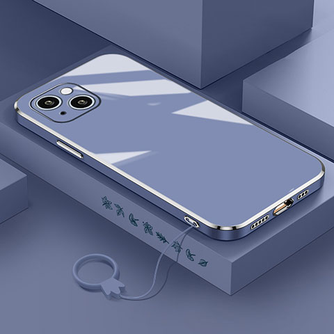 Silikon Hülle Handyhülle Ultra Dünn Flexible Schutzhülle Tasche S03 für Apple iPhone 14 Plus Lavendel Grau