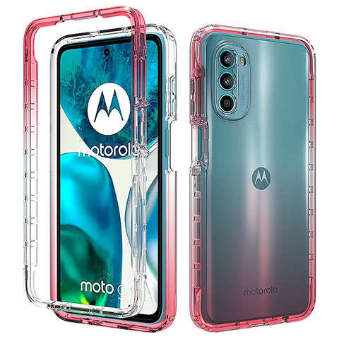 Silikon Hülle Handyhülle Ultra Dünn Flexible Schutzhülle Tasche Transparent Vorder und Rückseite 360 Grad Ganzkörper Farbverlauf für Motorola Moto G82 5G Rot