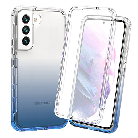 Silikon Hülle Handyhülle Ultra Dünn Flexible Schutzhülle Tasche Transparent Vorder und Rückseite 360 Grad Ganzkörper Farbverlauf für Samsung Galaxy S23 Plus 5G Blau