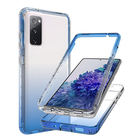 Silikon Hülle Handyhülle Ultra Dünn Flexible Schutzhülle Tasche Transparent Vorder und Rückseite 360 Grad Ganzkörper Farbverlauf JX1 für Samsung Galaxy S20 FE (2022) 5G Blau