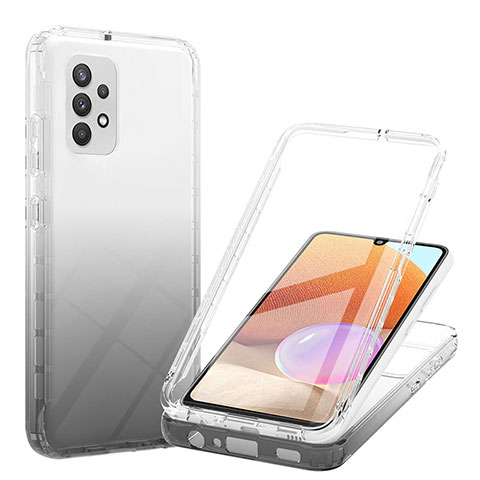 Silikon Hülle Handyhülle Ultra Dünn Flexible Schutzhülle Tasche Transparent Vorder und Rückseite 360 Grad Ganzkörper Farbverlauf ZJ1 für Samsung Galaxy M32 5G Schwarz