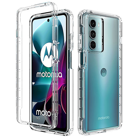 Silikon Hülle Handyhülle Ultra Dünn Flexible Schutzhülle Tasche Transparent Vorder und Rückseite 360 Grad Ganzkörper für Motorola Moto G200 5G Klar