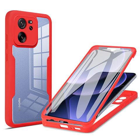 Silikon Hülle Handyhülle Ultra Dünn Flexible Schutzhülle Tasche Vorder und Rückseite 360 Grad Ganzkörper für Xiaomi Mi 13T Pro 5G Rot