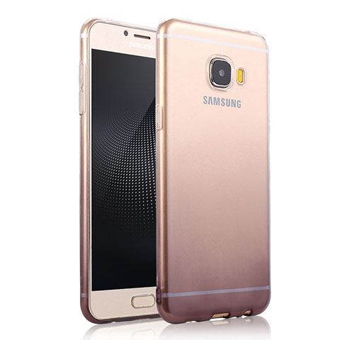 Silikon Hülle Handyhülle Ultra Dünn Schutzhülle Durchsichtig Farbverlauf für Samsung Galaxy C7 SM-C7000 Grau