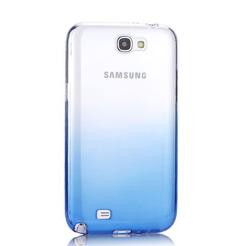 Silikon Hülle Handyhülle Ultra Dünn Schutzhülle Durchsichtig Farbverlauf für Samsung Galaxy Note 2 N7100 N7105 Blau