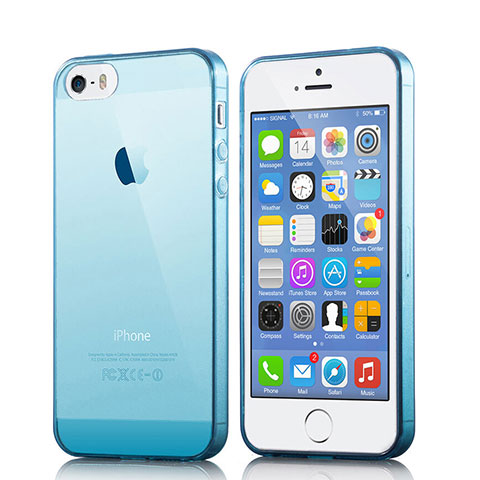 Silikon Hülle Handyhülle Ultra Dünn Schutzhülle Durchsichtig Transparent für Apple iPhone 5 Blau
