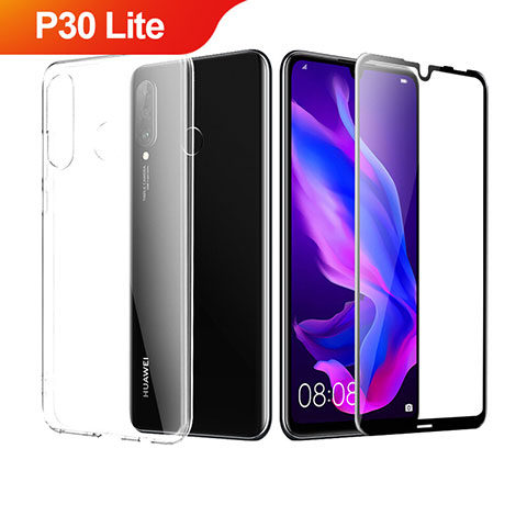 Silikon Hülle Handyhülle Ultra Dünn Schutzhülle Durchsichtig Transparent mit Schutzfolie für Huawei P30 Lite XL Klar