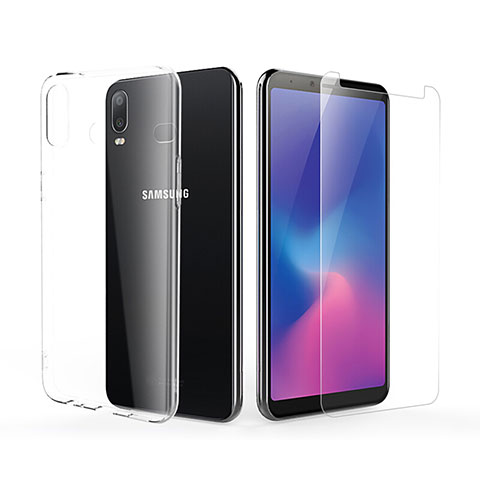 Silikon Hülle Handyhülle Ultra Dünn Schutzhülle Durchsichtig Transparent mit Schutzfolie für Samsung Galaxy A6s Klar