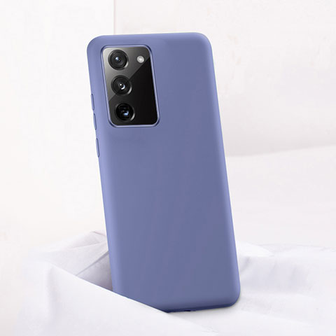 Silikon Hülle Handyhülle Ultra Dünn Schutzhülle Flexible 360 Grad Ganzkörper Tasche C01 für Samsung Galaxy Note 20 5G Lavendel Grau