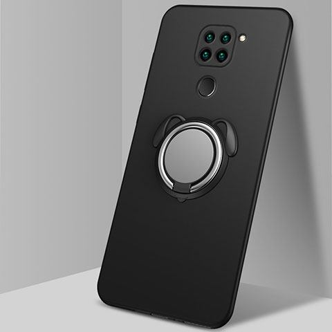 Silikon Hülle Handyhülle Ultra Dünn Schutzhülle Flexible Tasche Silikon mit Magnetisch Fingerring Ständer G01 für Xiaomi Redmi Note 9 Schwarz
