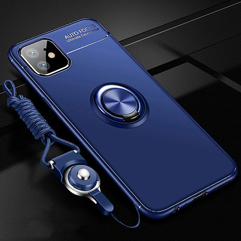 Silikon Hülle Handyhülle Ultra Dünn Schutzhülle Flexible Tasche Silikon mit Magnetisch Fingerring Ständer N03 für Apple iPhone 12 Mini Blau