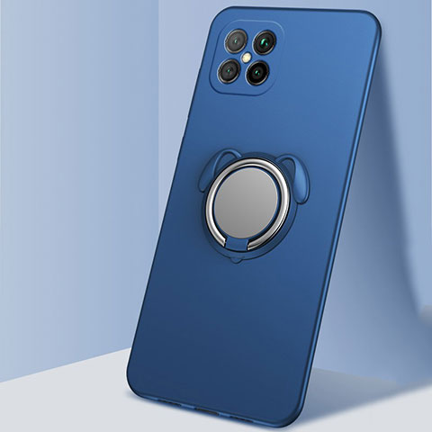 Silikon Hülle Handyhülle Ultra Dünn Schutzhülle Flexible Tasche Silikon mit Magnetisch Fingerring Ständer T01 für Huawei Nova 8 SE 5G Blau