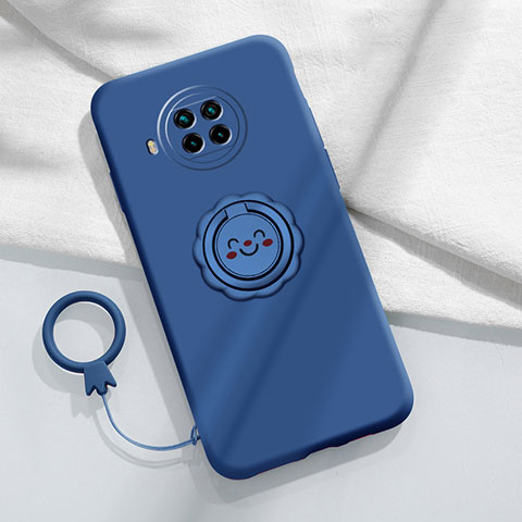 Silikon Hülle Handyhülle Ultra Dünn Schutzhülle Flexible Tasche Silikon mit Magnetisch Fingerring Ständer T01 für Xiaomi Mi 10T Lite 5G Blau