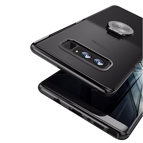 Silikon Hülle Handyhülle Ultra Dünn Schutzhülle Silikon mit Magnetisch Fingerring Ständer für Samsung Galaxy Note 8 Schwarz