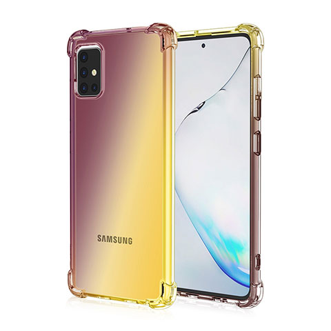 Silikon Hülle Handyhülle Ultra Dünn Schutzhülle Tasche Durchsichtig Transparent Farbverlauf für Samsung Galaxy A51 4G Braun